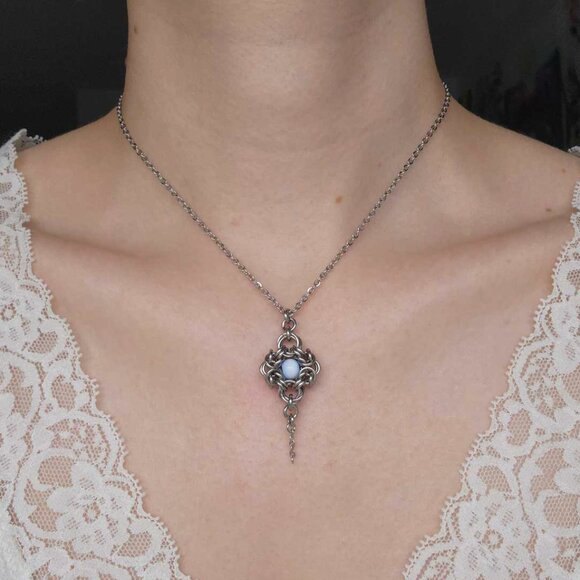 Vintage Antique Romanov blue and silver necklace - Picture 2 of 9